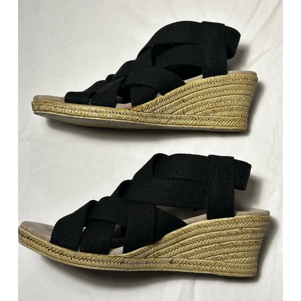 Charleston Shoes Company Ravanel Women's Wedge Sandal Espadrille, Size 7 Black